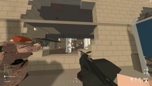 Support Player in BattleBit Remastered game breaching through a hole in a wall